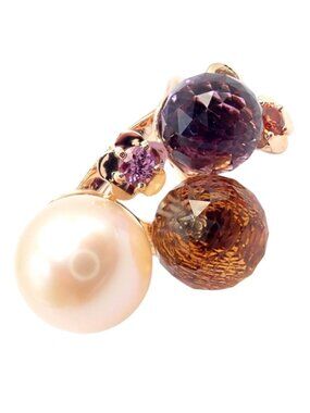 Chanel Mademoiselle 18k Rose Gold Diamond Amethyst Citrine Ring sz 5.75